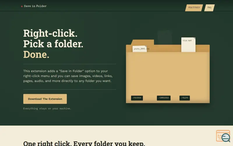 Screenshot of Save in Folder