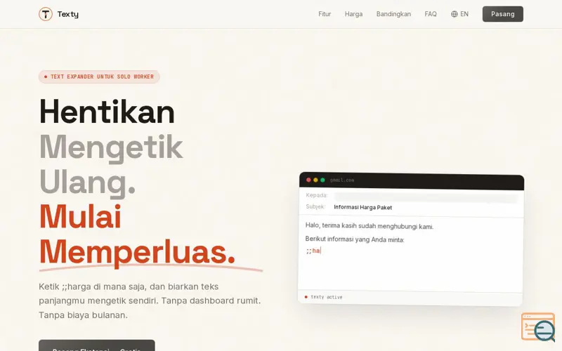 Screenshot of Texty: Type Less, Expand Instantly