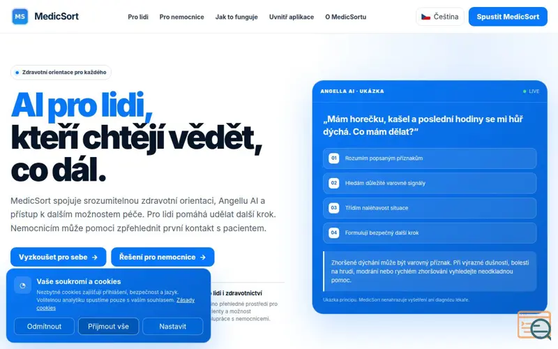 Screenshot of MedicSort – health guidance, Angella AI and community