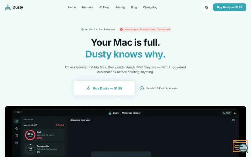 Screenshot of Dusty — AI Mac Cleaner That Explains What It’s Deleting