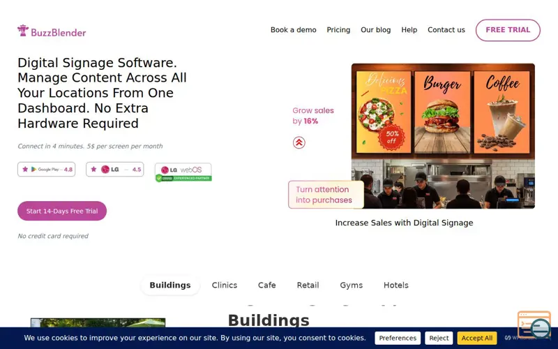 Screenshot of Buzzblender Digital Signage App