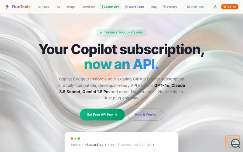 Screenshot of FluxTools FreePDF ,AI Copilot API Bridge
