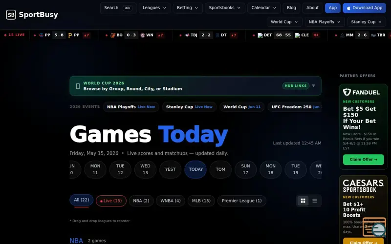 Screenshot of SportBusy, a launch using Magnite