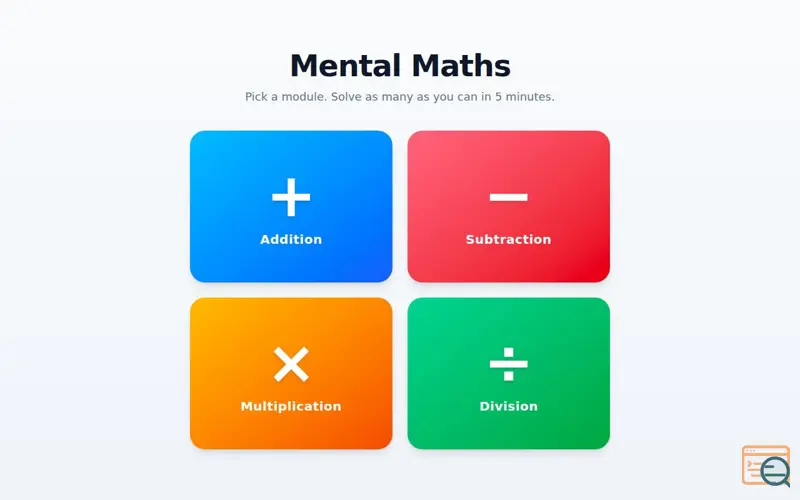 Screenshot of Mental Maths Trainer