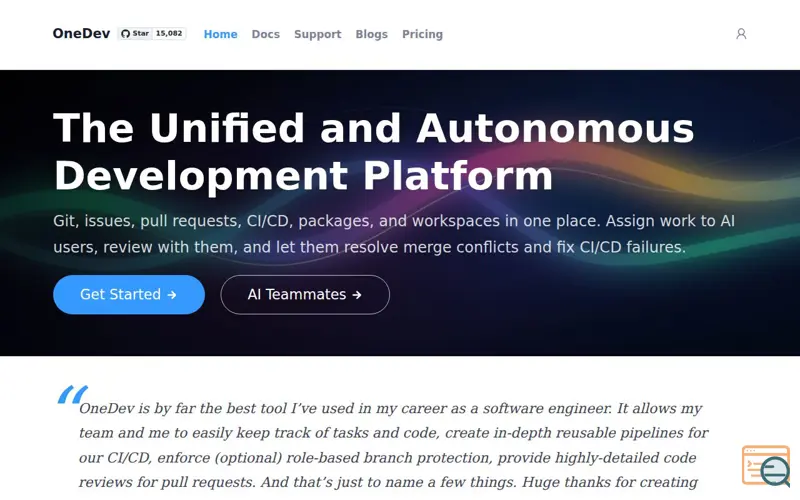 Screenshot of OneDev AI  