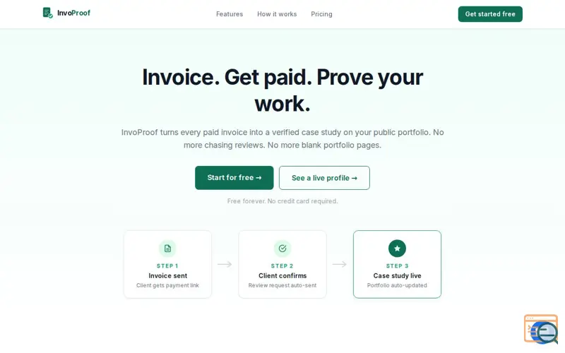 Screenshot of InvoProof