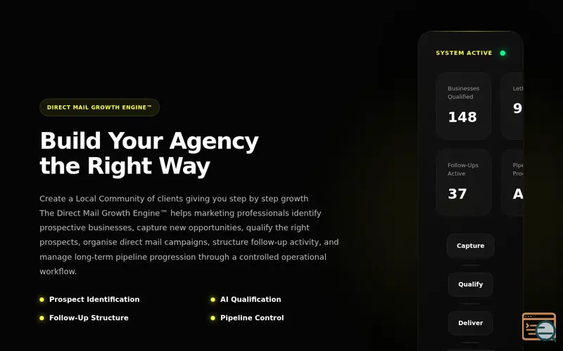 Screenshot of Direct Mail Growth Engine