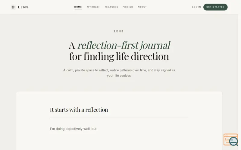 Screenshot of Lens Journal