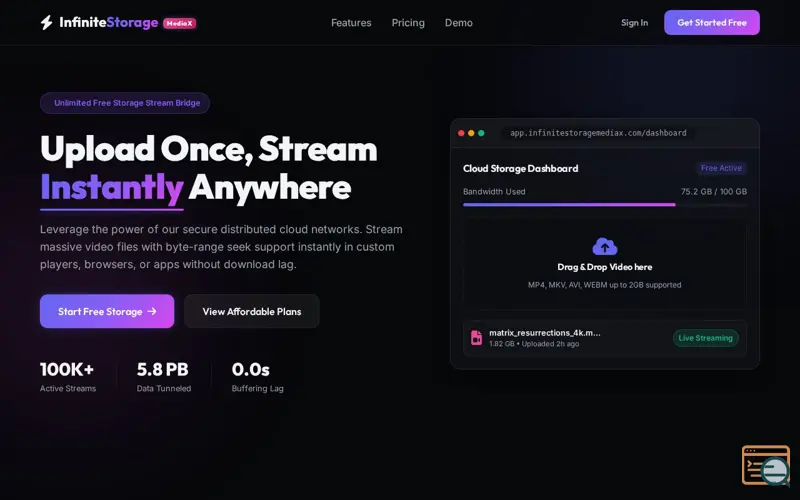 Screenshot of InfiniteStorageMediaX