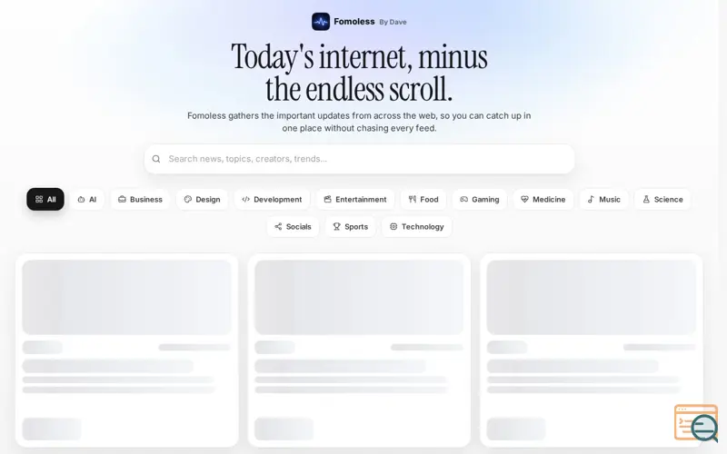 Screenshot of Fomoless