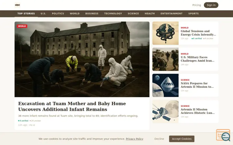 Screenshot of Calibrate News