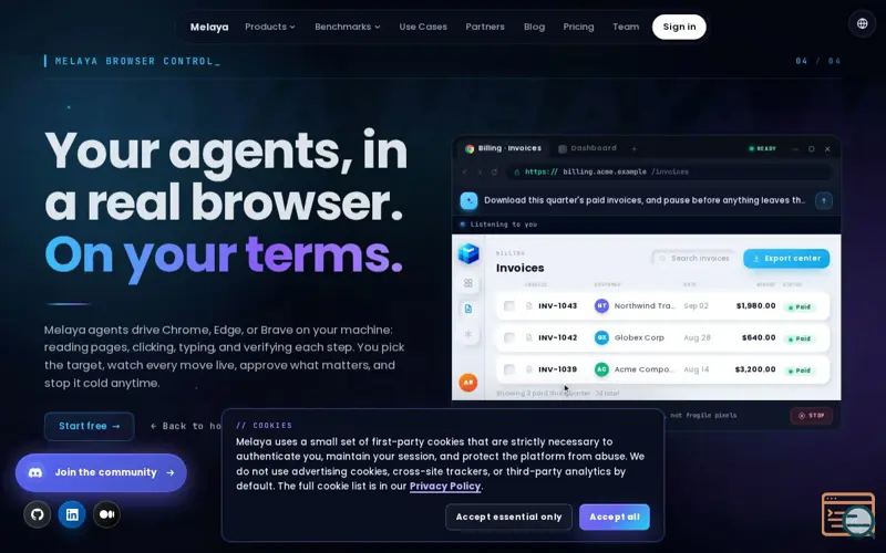 Screenshot of Melaya Browser Control + Extension, a launch using i18next