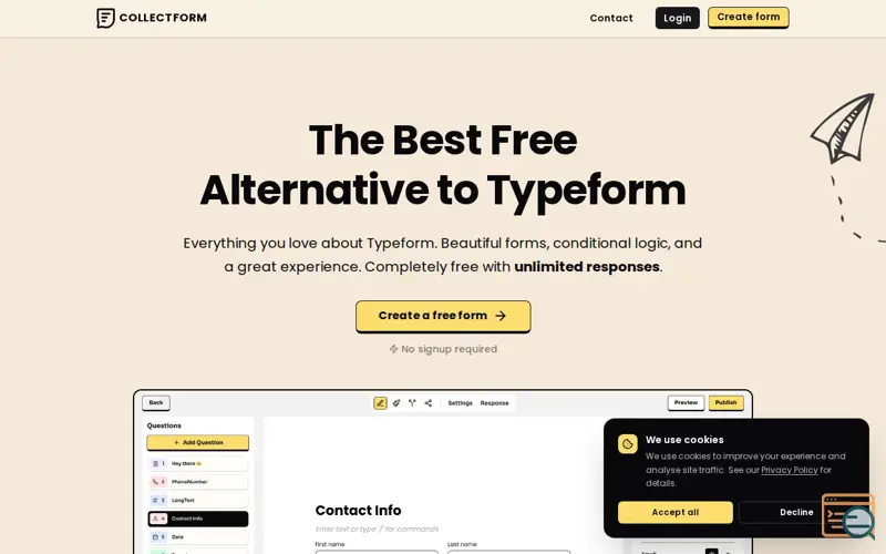 Screenshot of Collectform