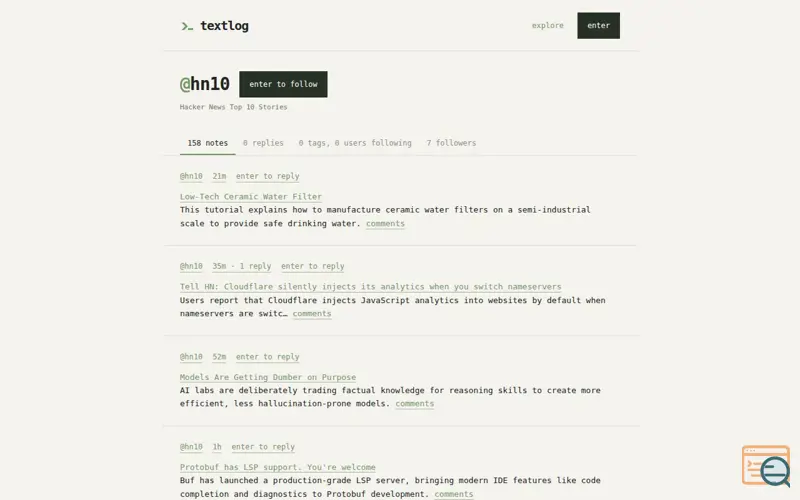 Screenshot of Textlog
