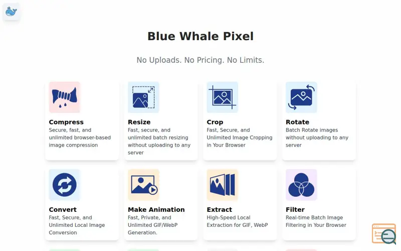 Screenshot of Blue Whale Pixel (BWPixel)