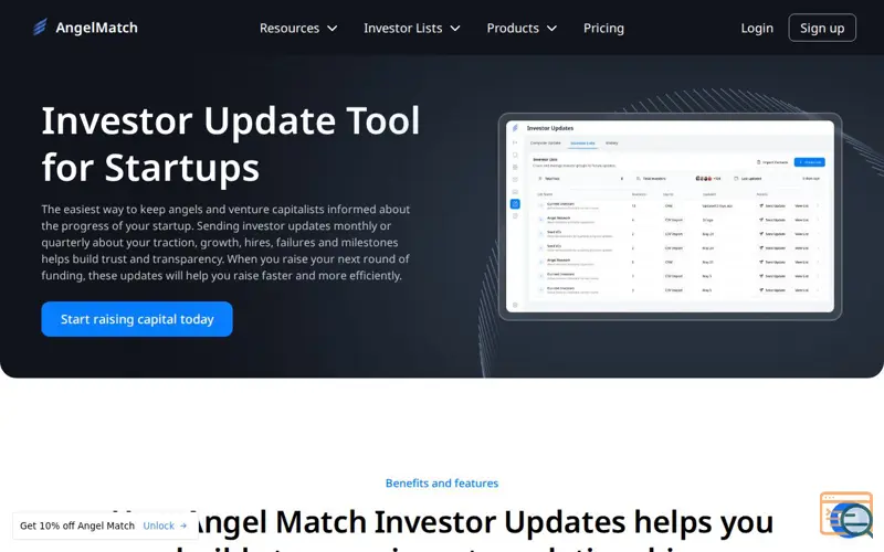 Screenshot of Investor Updates