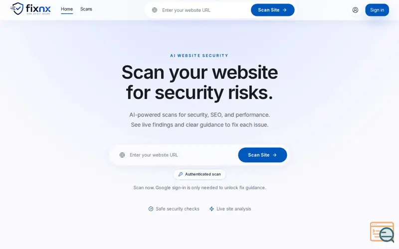 Screenshot of fixnx
