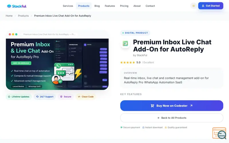 Screenshot of  AutoReplyPro Inbox Live Chat Add-On