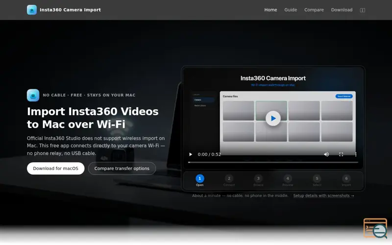 Screenshot of Insta360 Camera Import for Mac