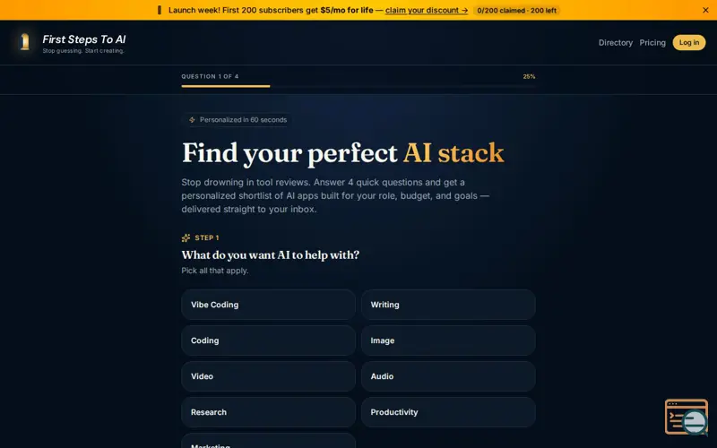 Screenshot of First Steps To AI
