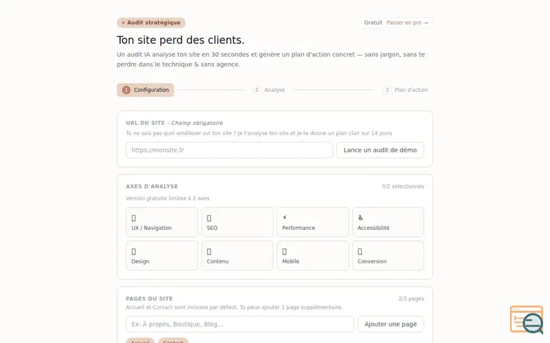 Screenshot of Site audit