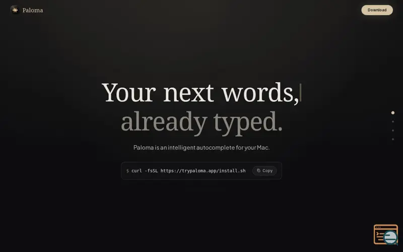 Screenshot of Paloma — Private autocomplete for Mac