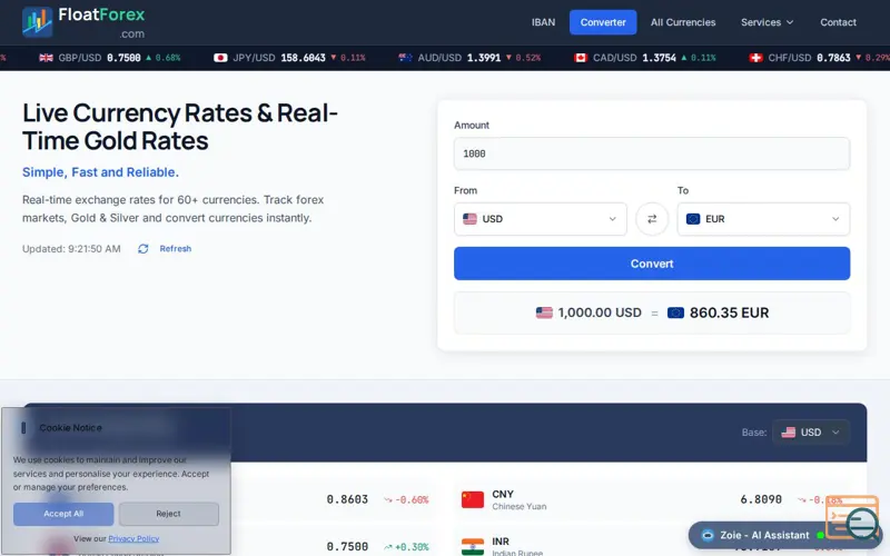 Screenshot of FloatForex.com