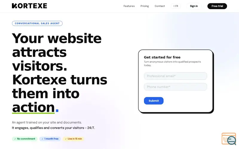 Screenshot of Kortexe, a launch using OVHcloud