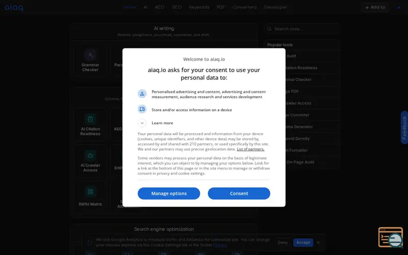 Screenshot of aiaq