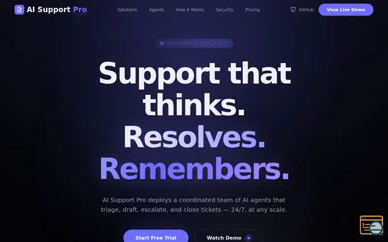 Screenshot of AI Support Pro