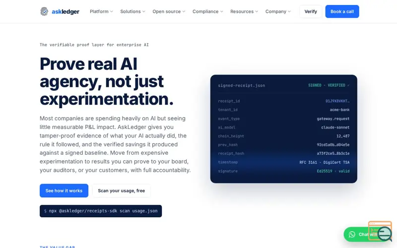 Screenshot of AskLedger