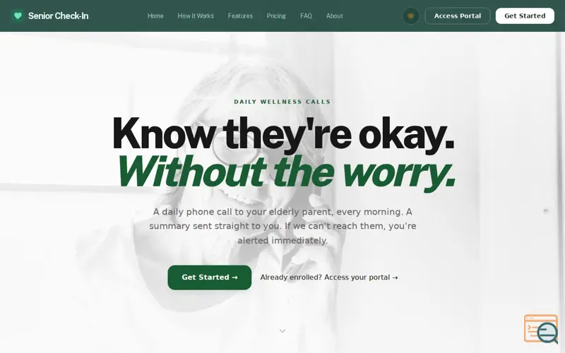 Screenshot of Senior Check-In
