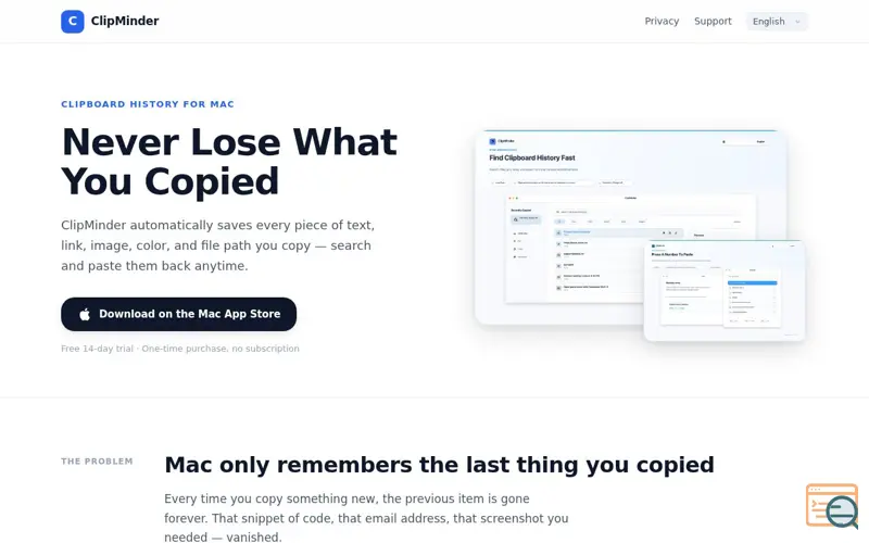 Screenshot of ClipMinder