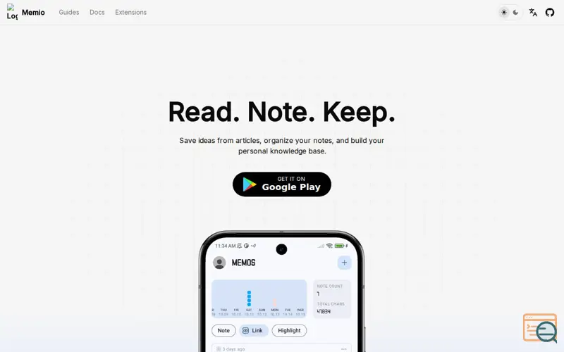 Screenshot of Memio - Read. Note. Keep. 