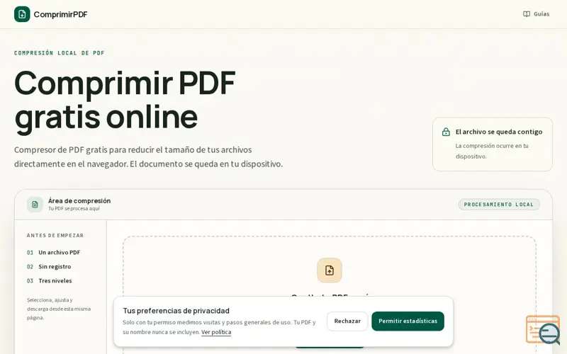 Screenshot of comprimir pdf gratis online