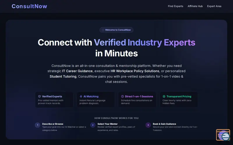 Screenshot of ConsultNow - Connect with Professional Experts for HR, IT & Tutoring