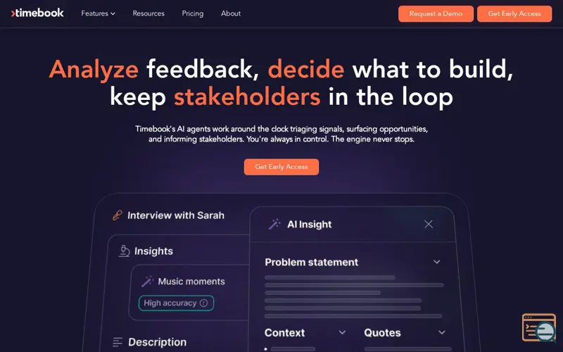 Screenshot of Timebook, a launch using GetResponse