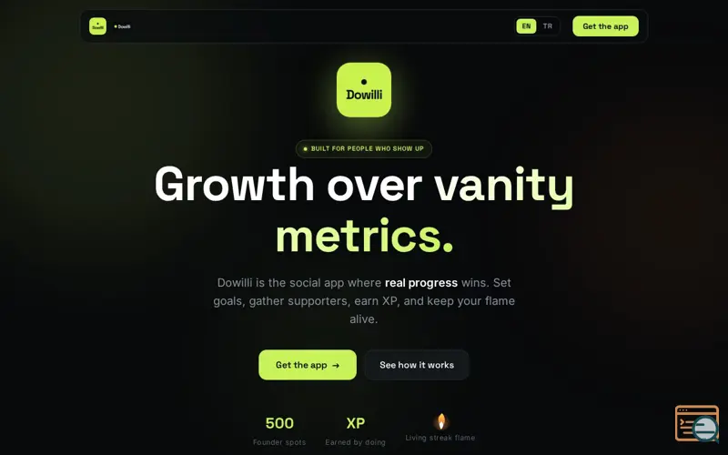 Screenshot of Dowilli — Growth over vanity metrics.