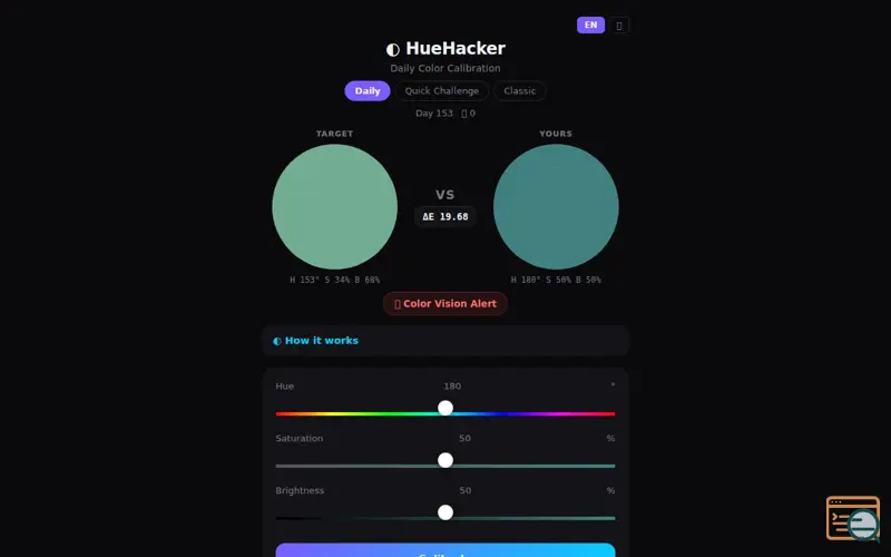 Screenshot of HueHacker