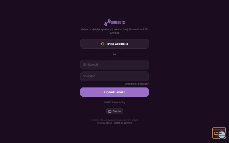 Screenshot of Workouts