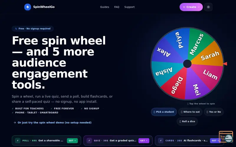 Screenshot of SpinWheelGo