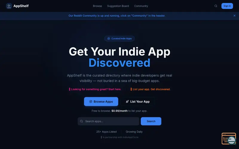 Screenshot of AppShelf