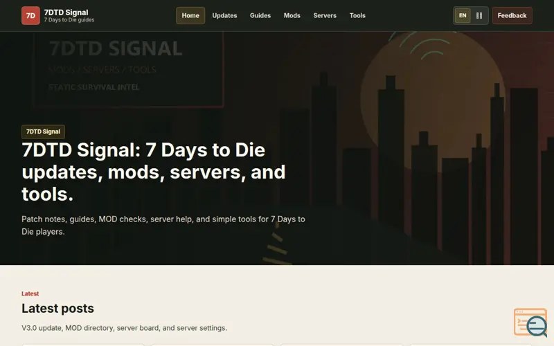 Screenshot of 7dtd signal, a launch using Findly.tools