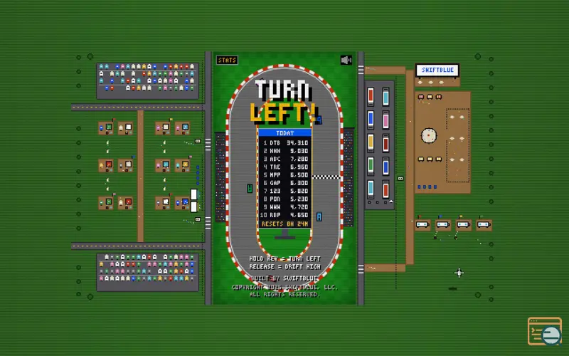Screenshot of TURN LEFT! — one-button stock car racing
