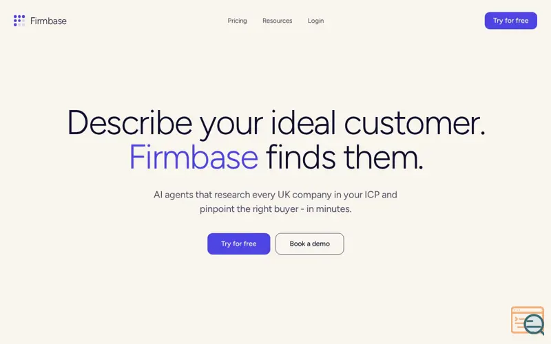 Screenshot of Firmbase: Claude for UK B2B prospecting