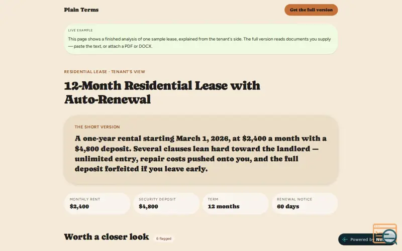 Screenshot of Simple Terms