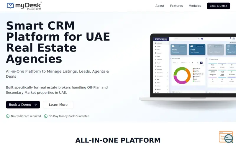Screenshot of MyDesk Property CRM