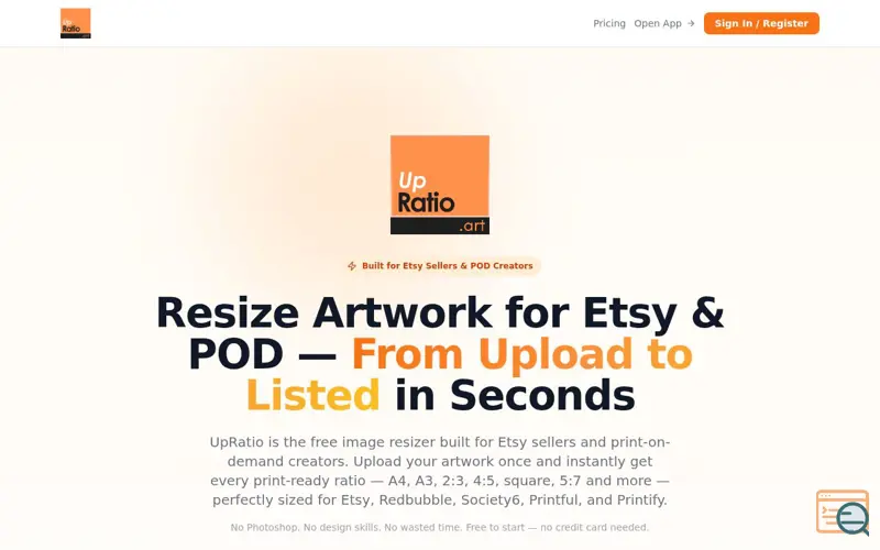 Screenshot of UpRatio.art