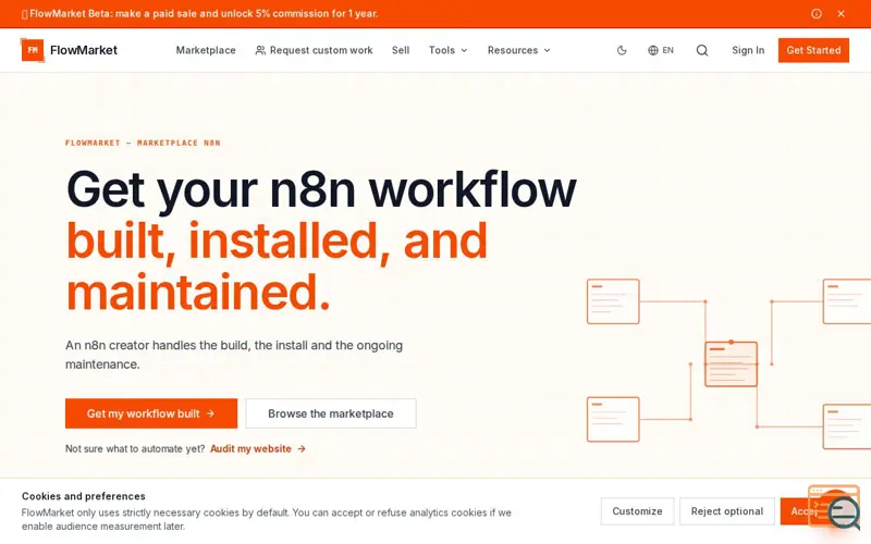 Screenshot of FlowMarket, a launch using Anycast DNS