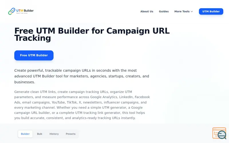 Screenshot of Create UTM Links Fast